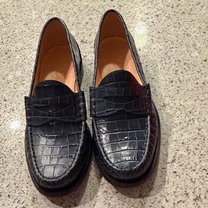 J. Crew Dark Blu Crocodile Pattern Loafers